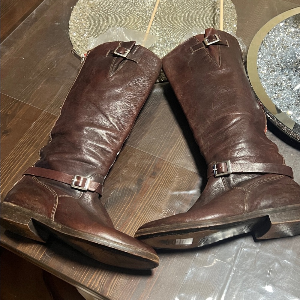 GOLDEN GOOSE Rose Bowl Boots Leather Equestrian Tall Boots BROWN Sz EU 39 - Picture 8 of 13